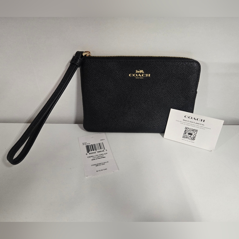 Coach Black Leather Wristlet